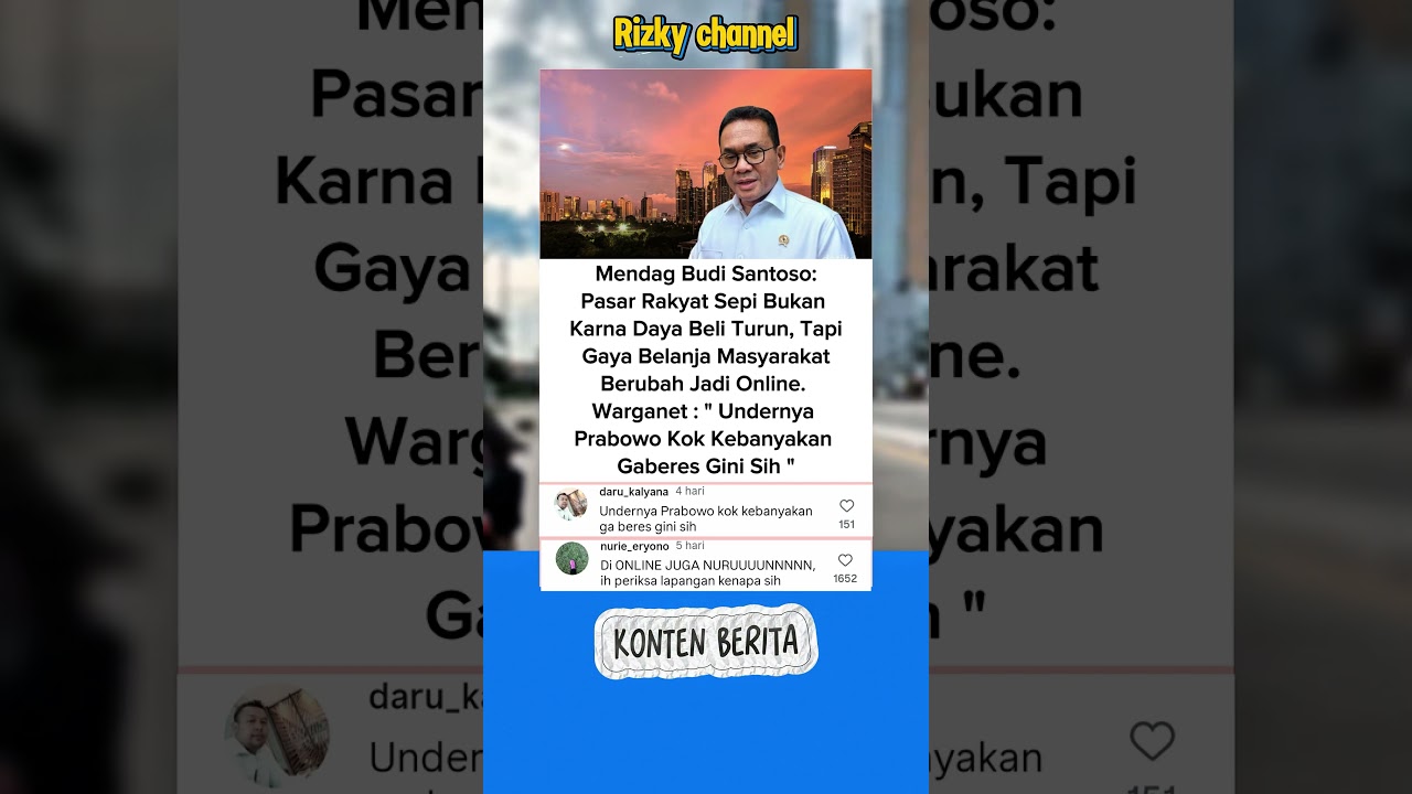 Mendag Budi Santoso:Pasar rakyat sepi bukan karna daya beli turun #shorts #viral