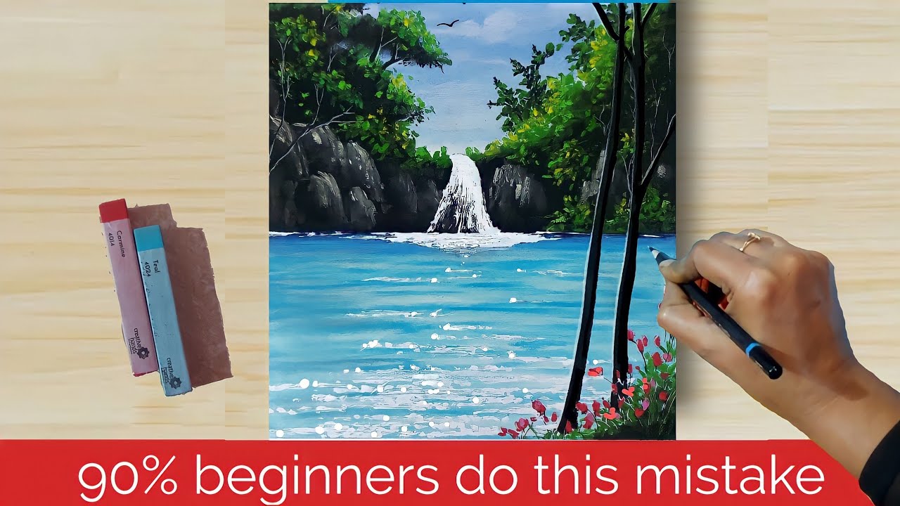 How to Draw realistic 😱 WATERFALL & TRESS with PASTEL (step by step) - Complete TUTORIAL Soft pastel