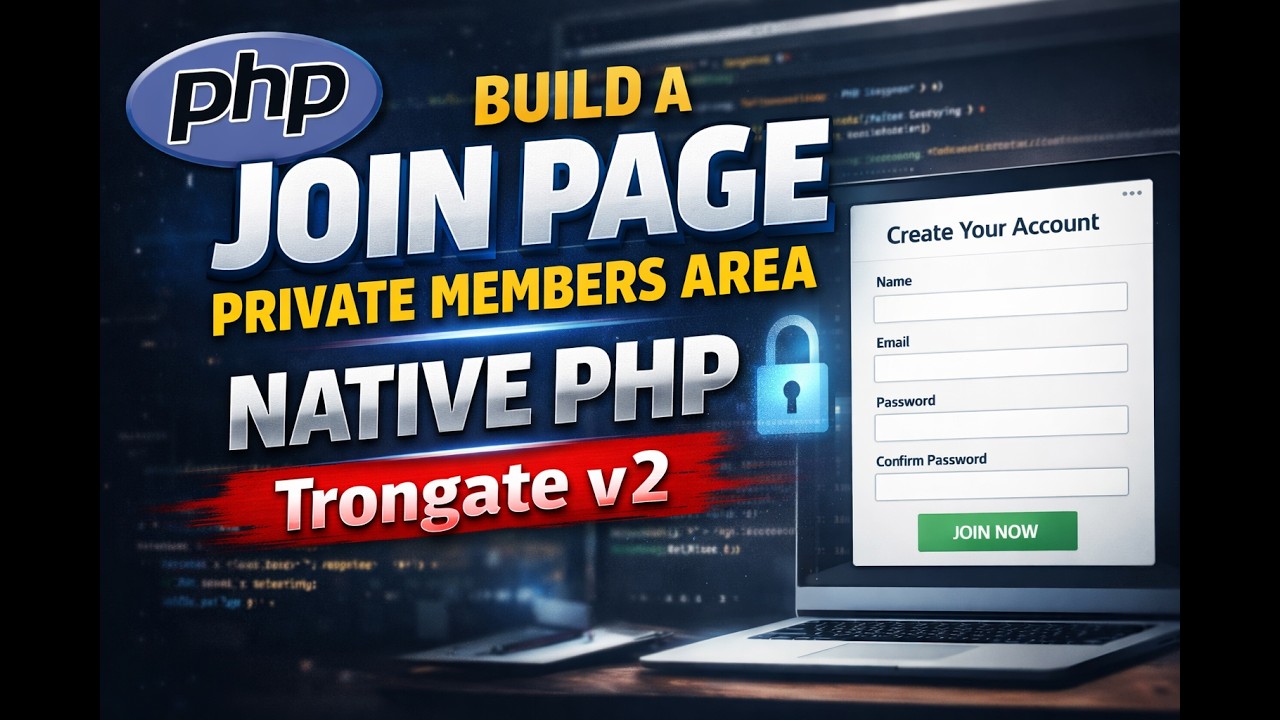 Build a Join Page for a private members area with Native PHP | Trongate v2 tutorial