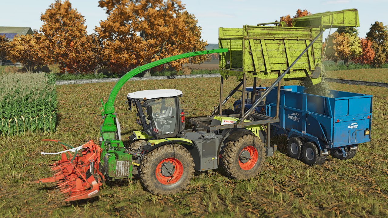 Maize silage Claas Xerion 4200, New Holland T8050, FS25