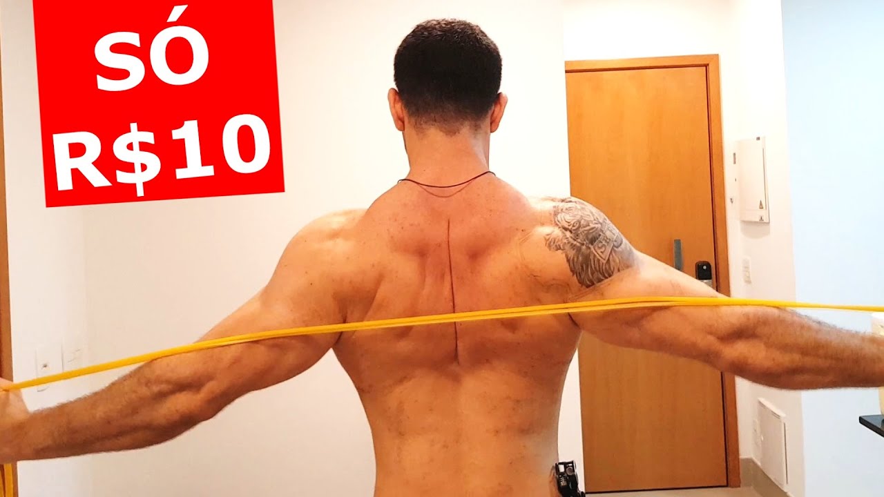 CONTRAÇÃO MONSTRA DE COSTAS COM ELÁSTICO DE 10 REAIS (treino em casa)