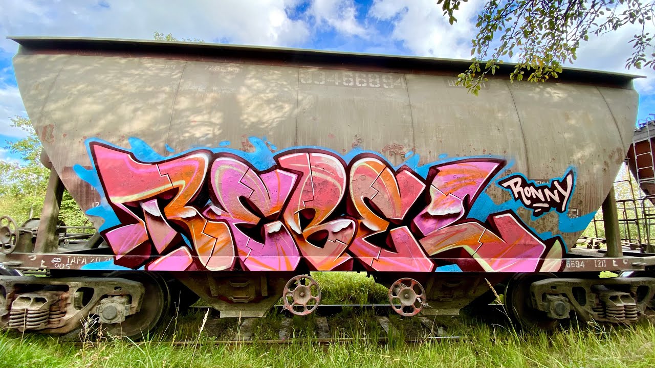 Graffiti bombing on freight train. Rebel813 4K 2022