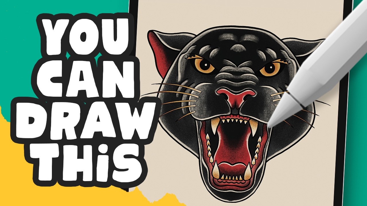 Учебное пособие по татуировке Procreate: дизайн «Чёрная пантера» от эскиза до цвета