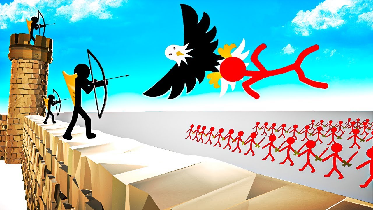 Massive STICK MAN ARMY vs Giant Eagle In Stick War Castle Defense!