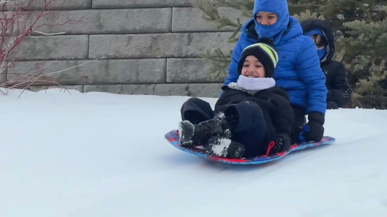Today we went sledding in the snow ❄️ #canada #sleddingfun  #2026 ￼
