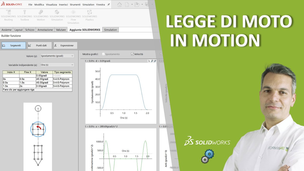 Impostare una legge di moto in SolidWorks Motion