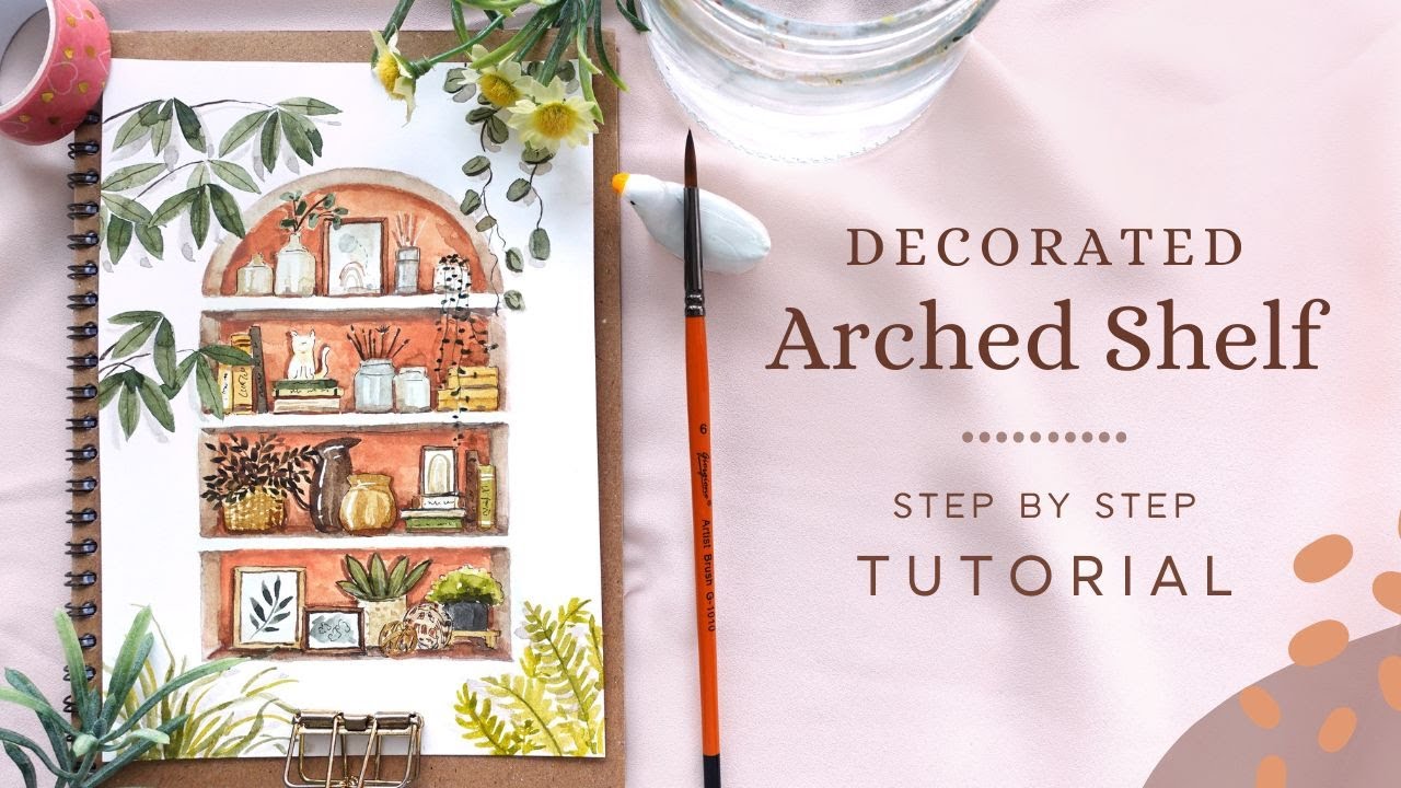 Arched Shelves: drawing to painting with watercolors