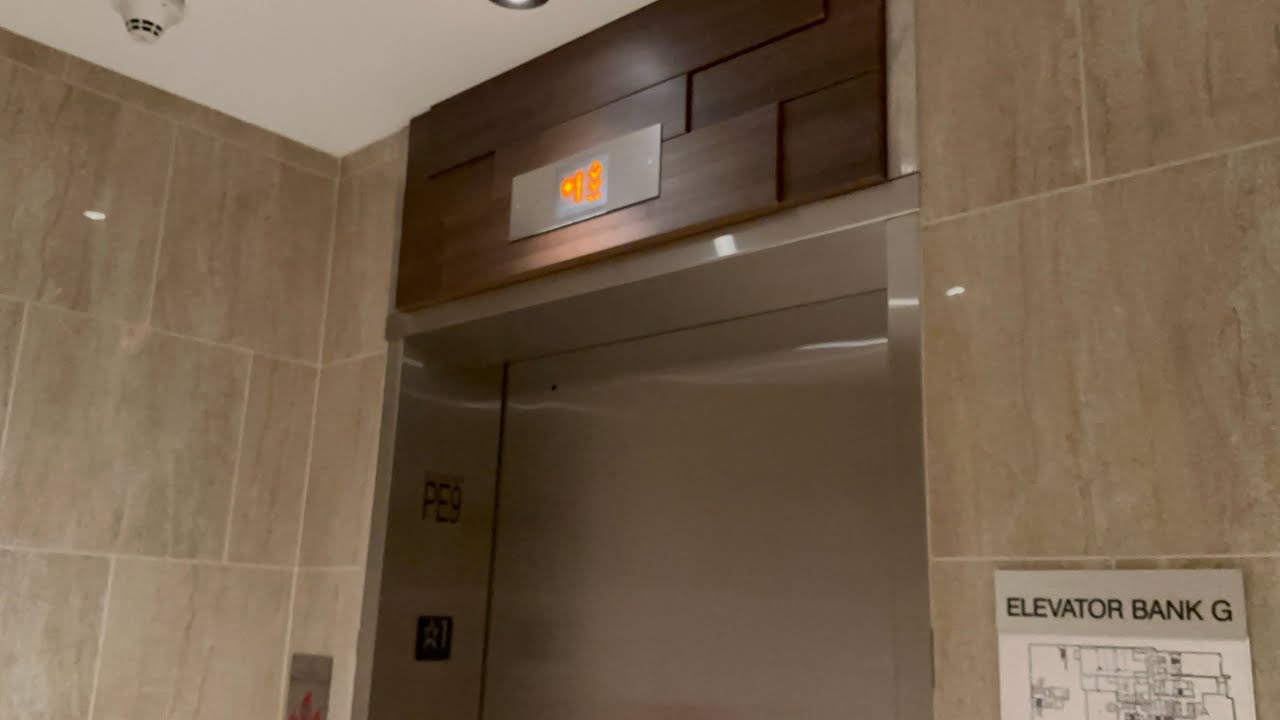 High Pitched Kone Ecodisc Traction Elevator at Flushing Commons Parking Garage in Flushing NY