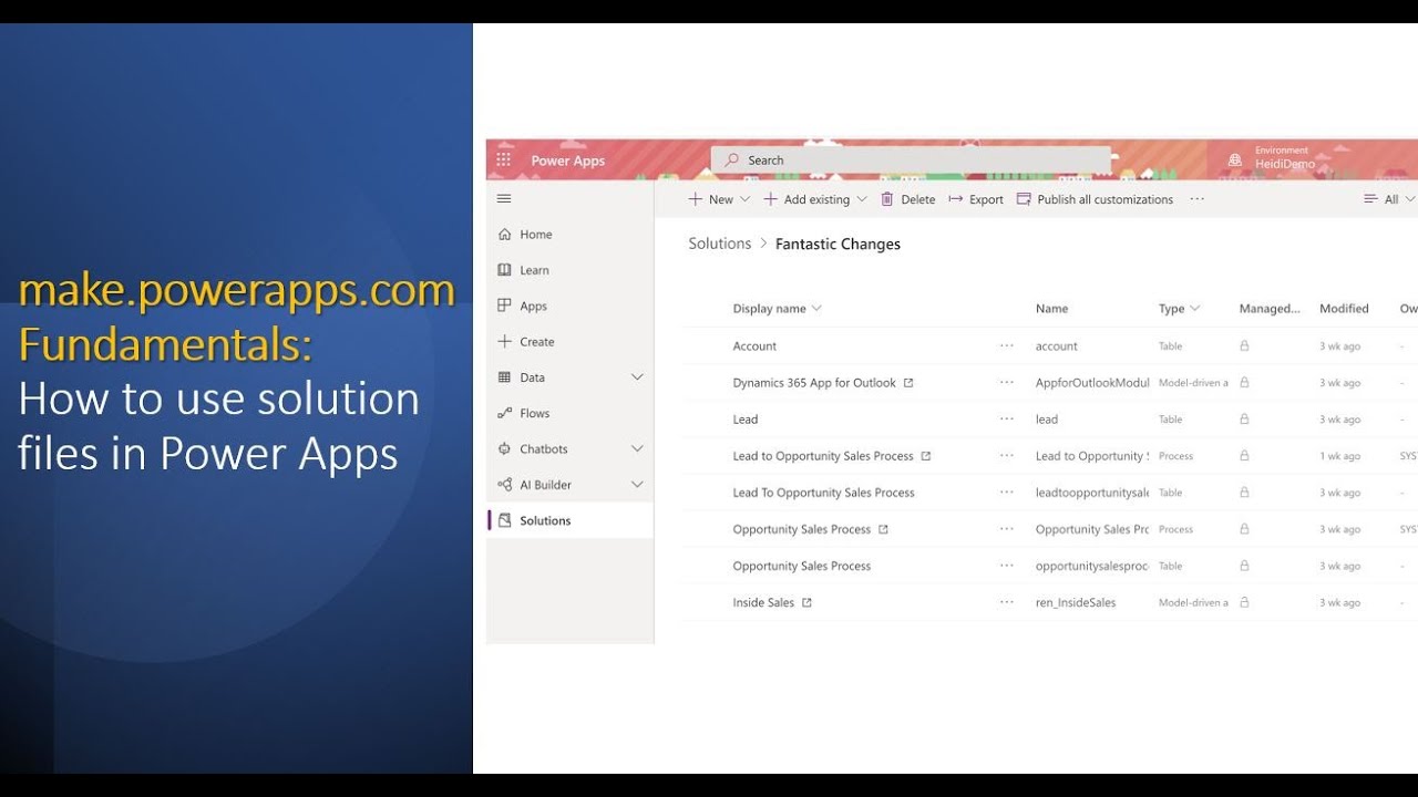 make.powerapps.com Fundamentals: How to use solution files in Power Apps