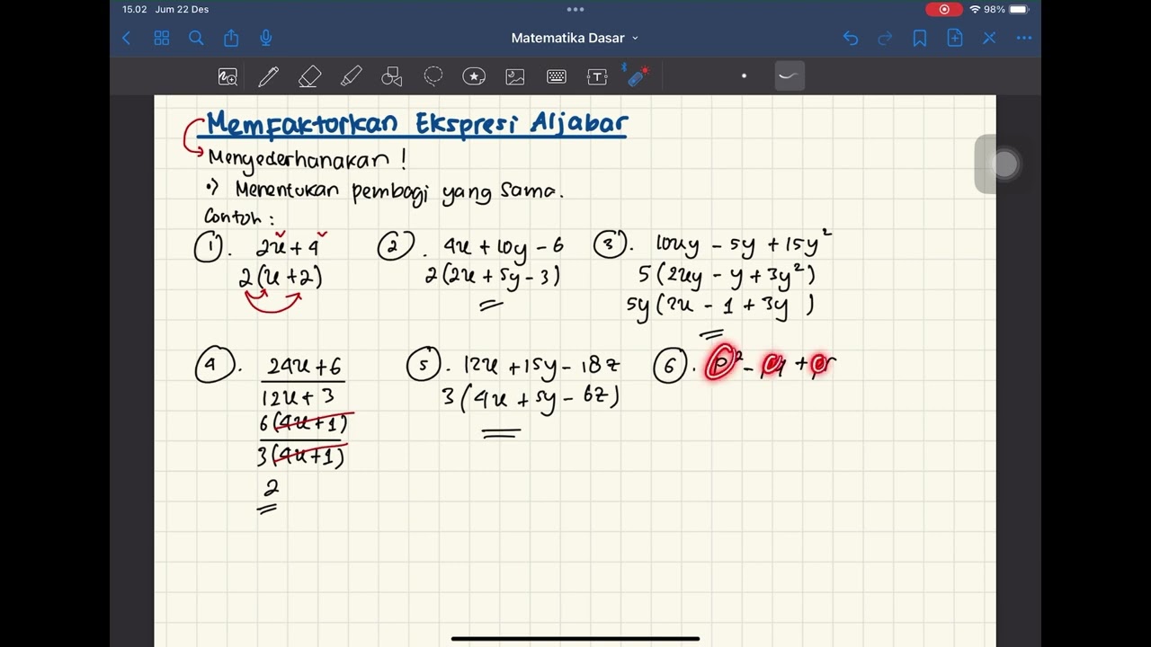 BAB 11 Memfaktorkan Ekspresi Aljabar | Matematika Dasar | Alternatifa