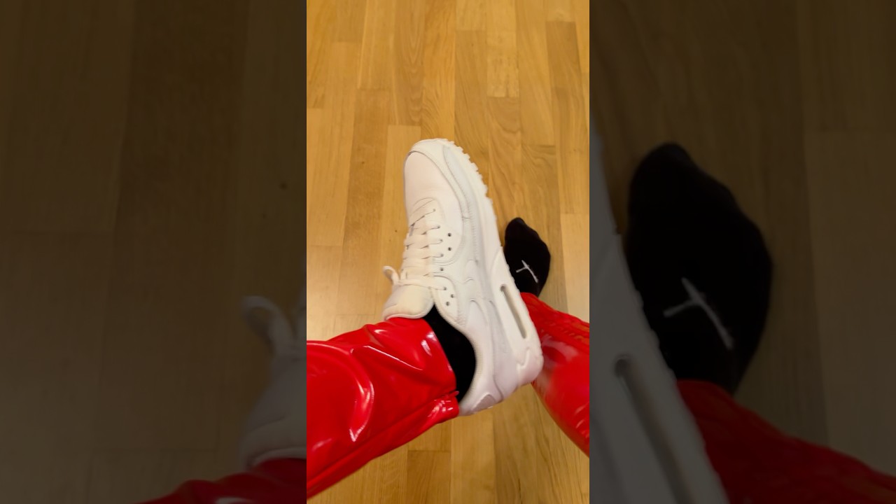 Nike Air Max 90 with red Girl Latex Pants and black socks