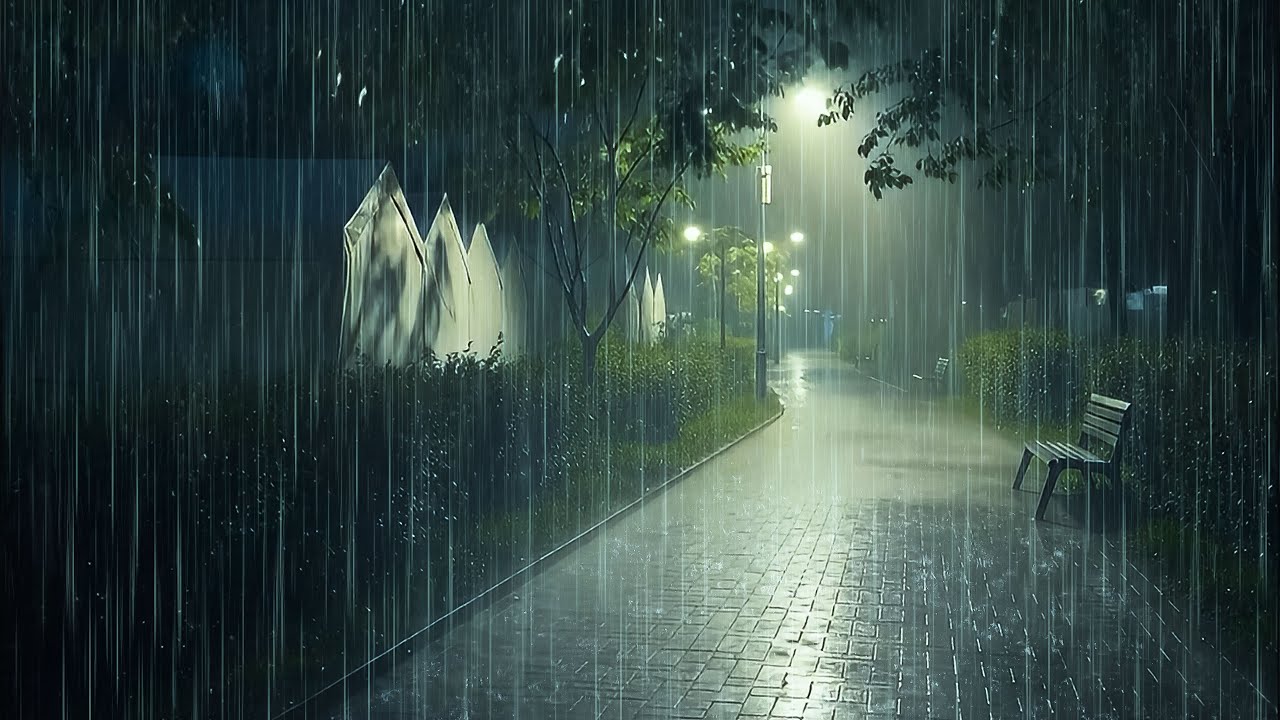 Night Rain Sounds on Road for Deep Sleep | ASMR Heavy Rain to Reduce Stress