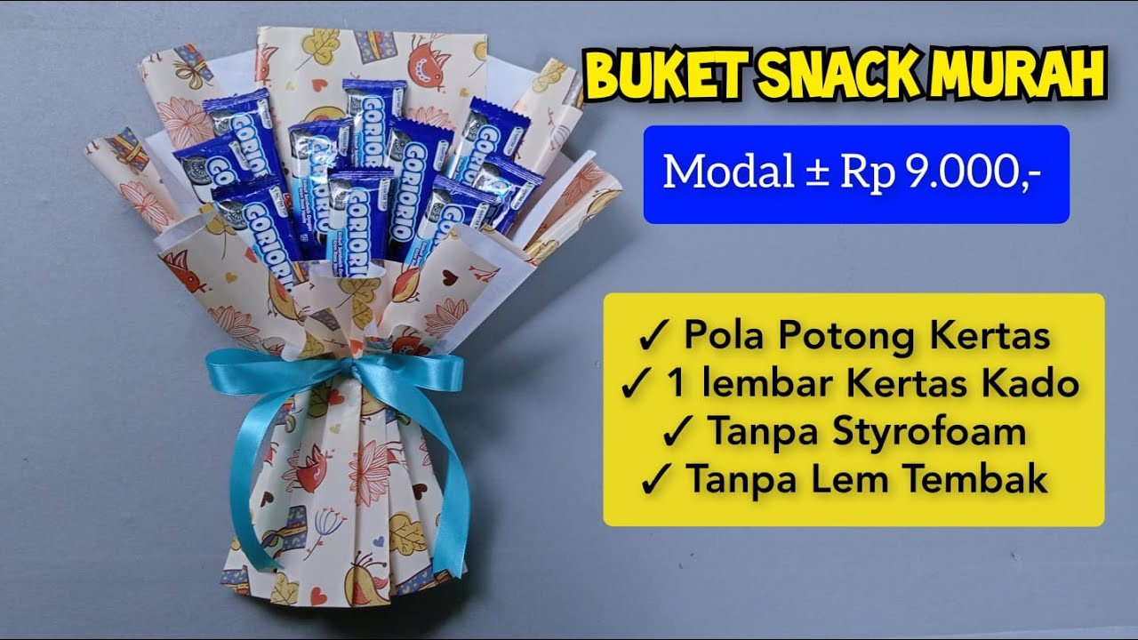 Membuat Buket Snack Dengan Selembar Kertas Kado | Buket Snack Low Budget