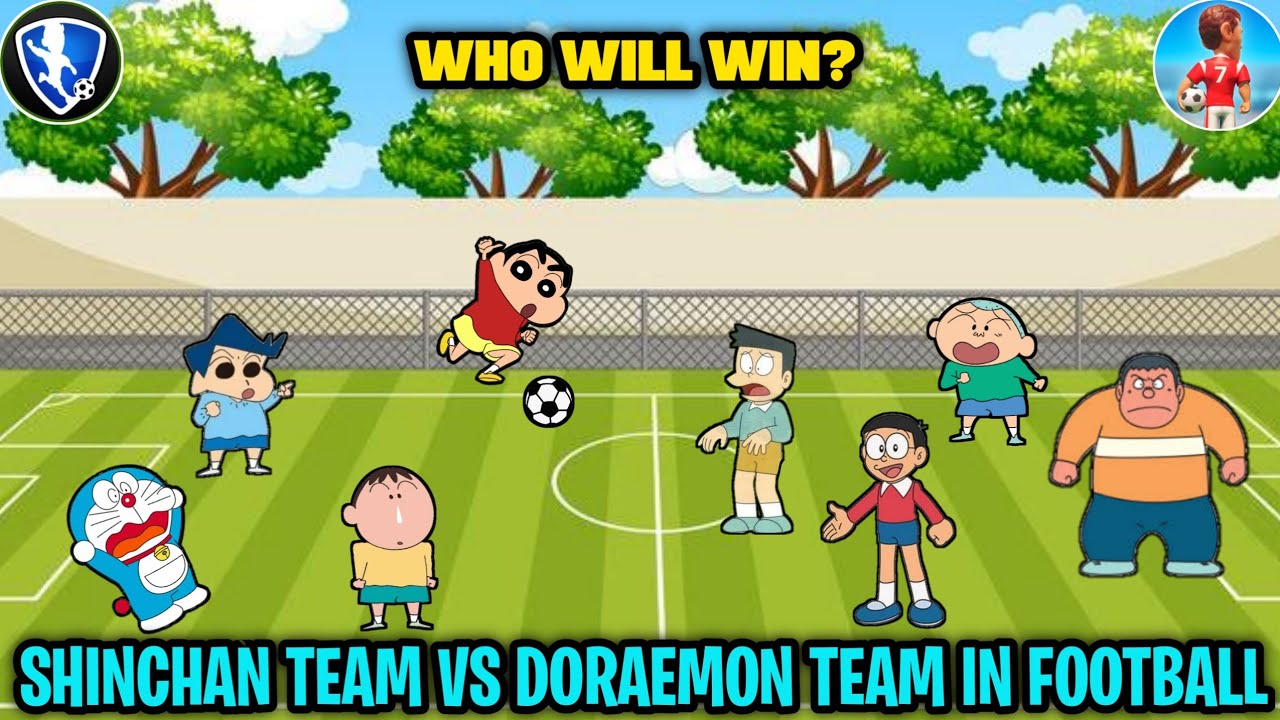 Shinchan and doraemon plays football match 😂 | who will win? | mini football  | shinchan vs doraemon