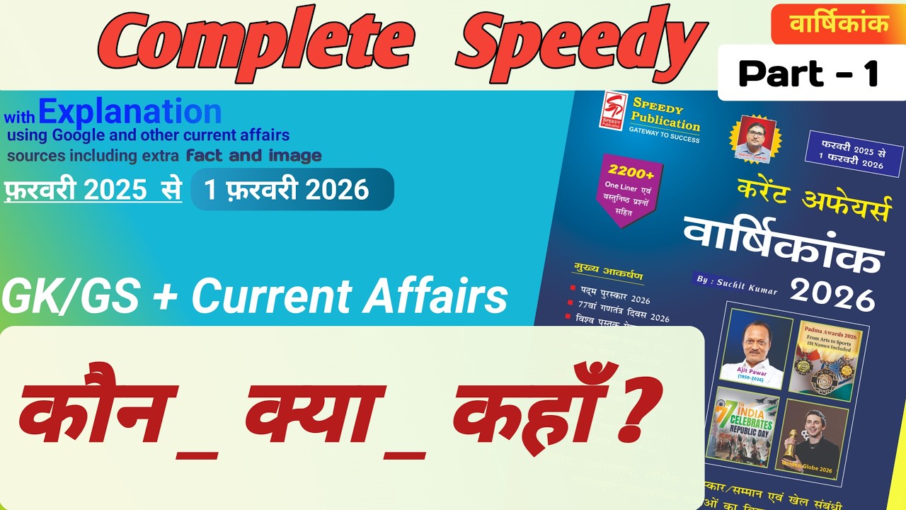 कौन क्या कहाँ ? Speedy Current Affairs 2026 February ( Part 1)