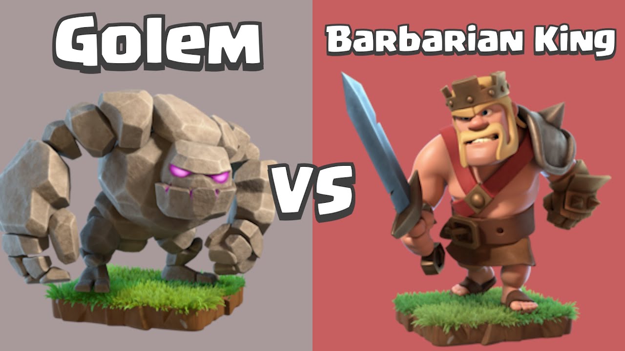 Every Level Golem VS Every Level Barbarian King | Clash of Clans