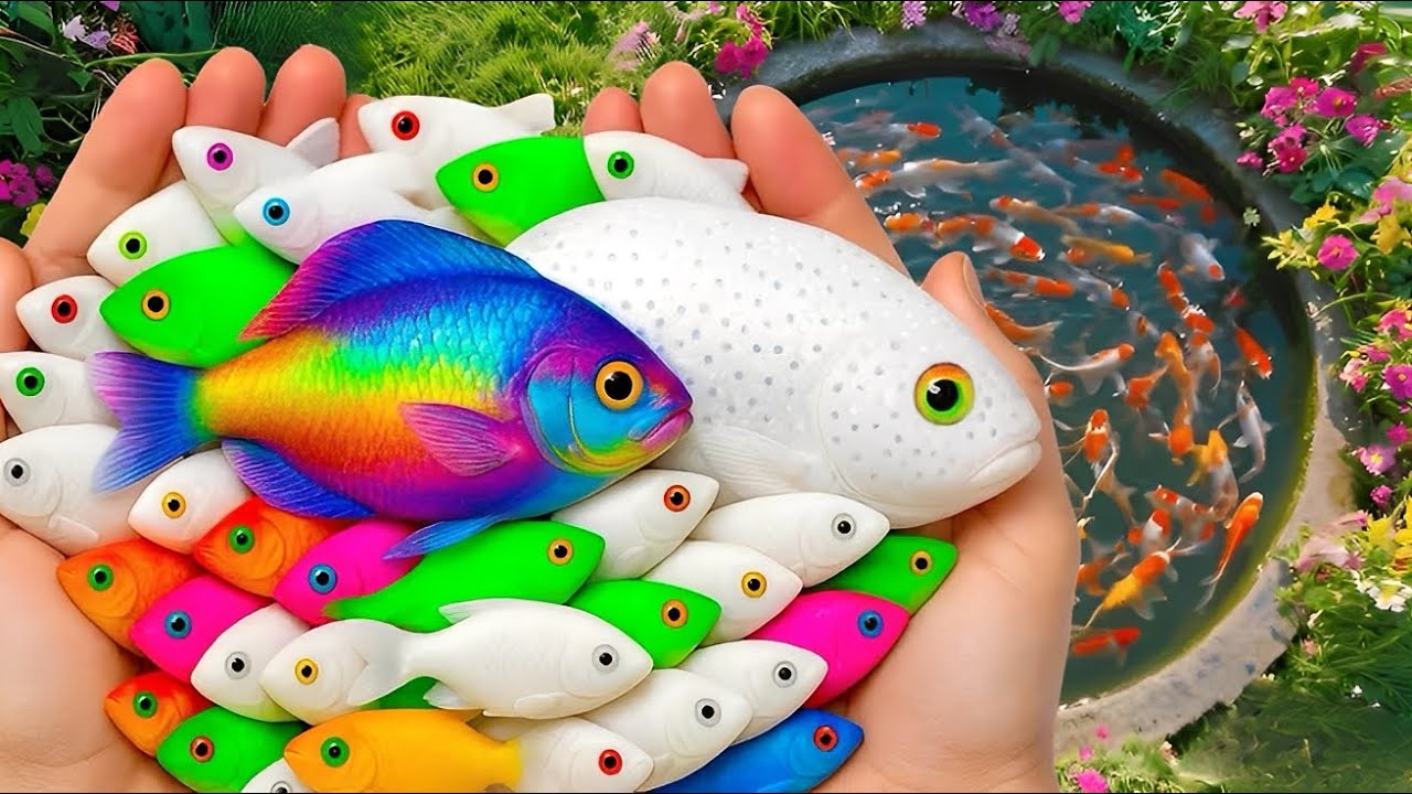 Catch colorful ornamental fish, koi, angelfish, lionhead fish and turtles in the giant eggs.