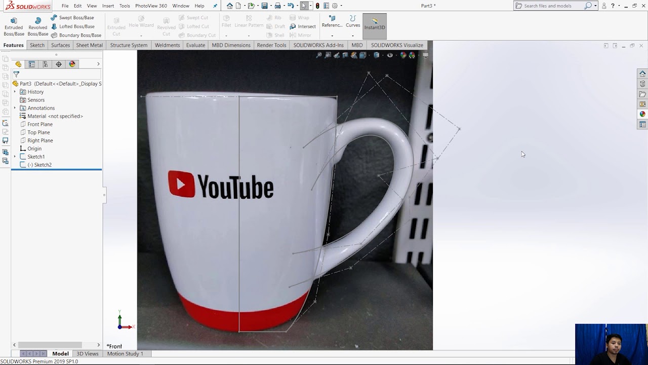 การเขียนแก้วและการใส่รูปหรือ โลโก้ใน Solid works