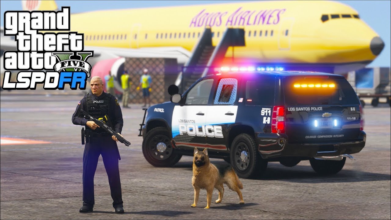 GTA 5 - LSPDFR Ep331 - Gangs at the Airport - K9 Patrol!!