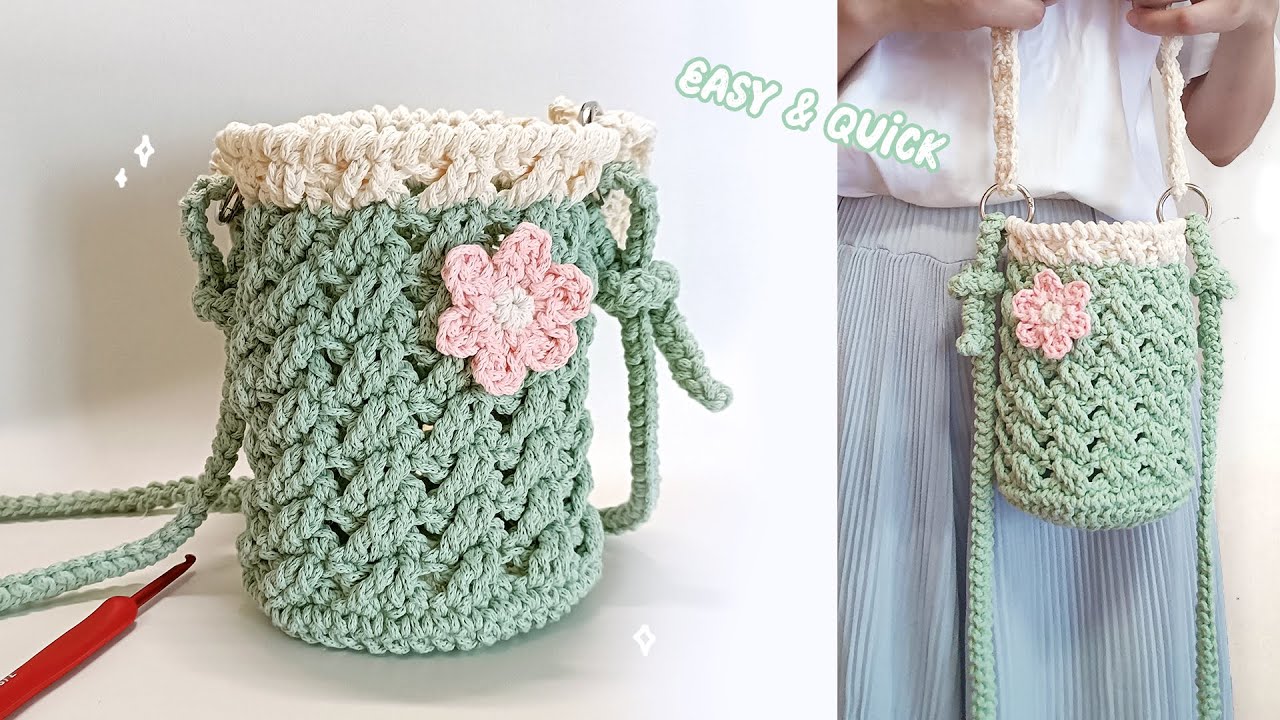 Anyone can crochet it! A chic bag | Crochet tutorial for beginners | 清新配色像春天里开出的第一朵花