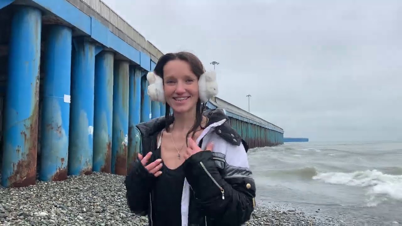 model Aleksa every day in the winter sea