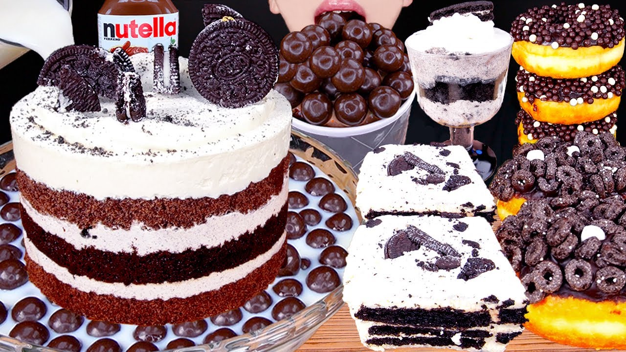 ASMR MALTESERS OREO CAKE MAGNUM CHOCOLATE ICE CREAM KITKAT NUTELLA DESSERT MUKBANG먹방咀嚼音EATING SOUNDS