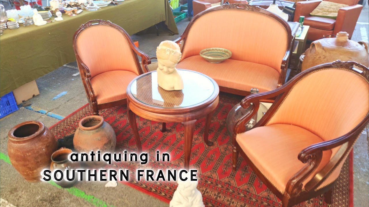 Flea Market in France. Beautiful art, Antique Furniture, And vintage tableware. Brocante Tour Part 2