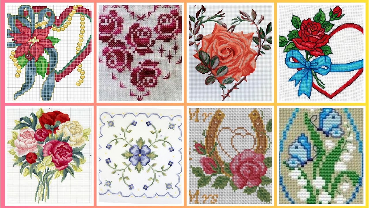 Более 100 потрясающих и элегантных схем для вышивки крестом с цветочными мотивами || Идеи для все...