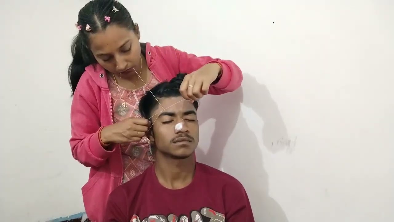 ASMR!! Forehead Threading ✂️🧹