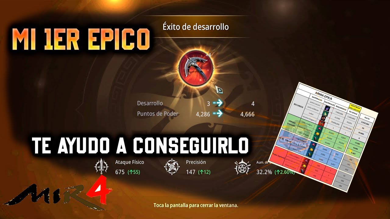 MIR 4 - Mi primer arma épica / te ayudo a conseguirla !!!!