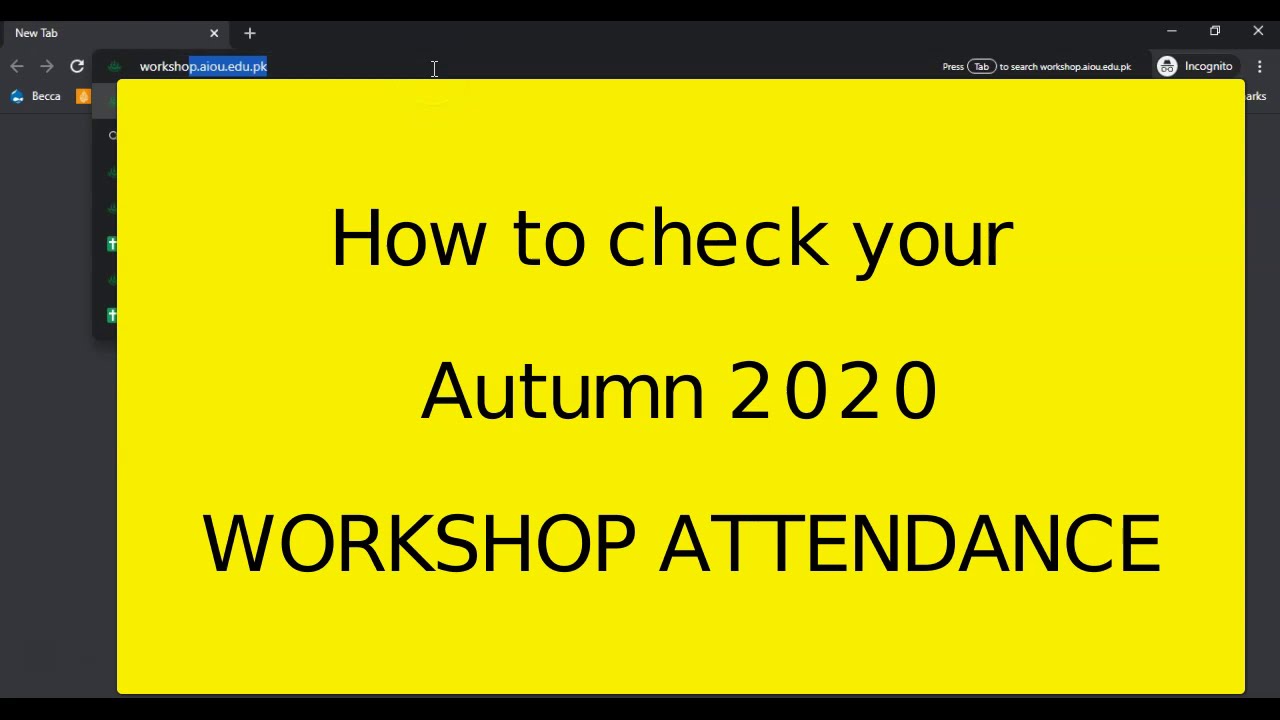 Check your workshop attendance online | Autumn 2020 | AAGHI