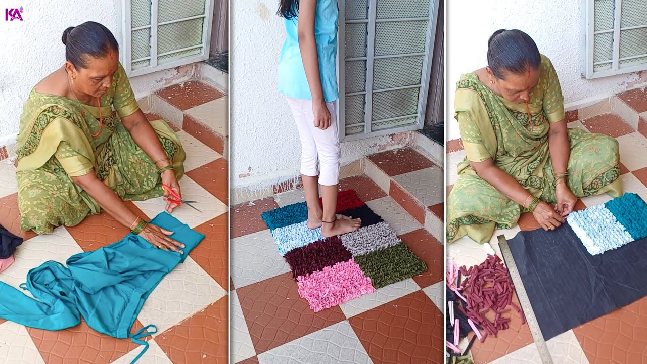 Old Clothes Reuse Idea - Quick Easy ! You Should Try #doormat #old #clothes #easy