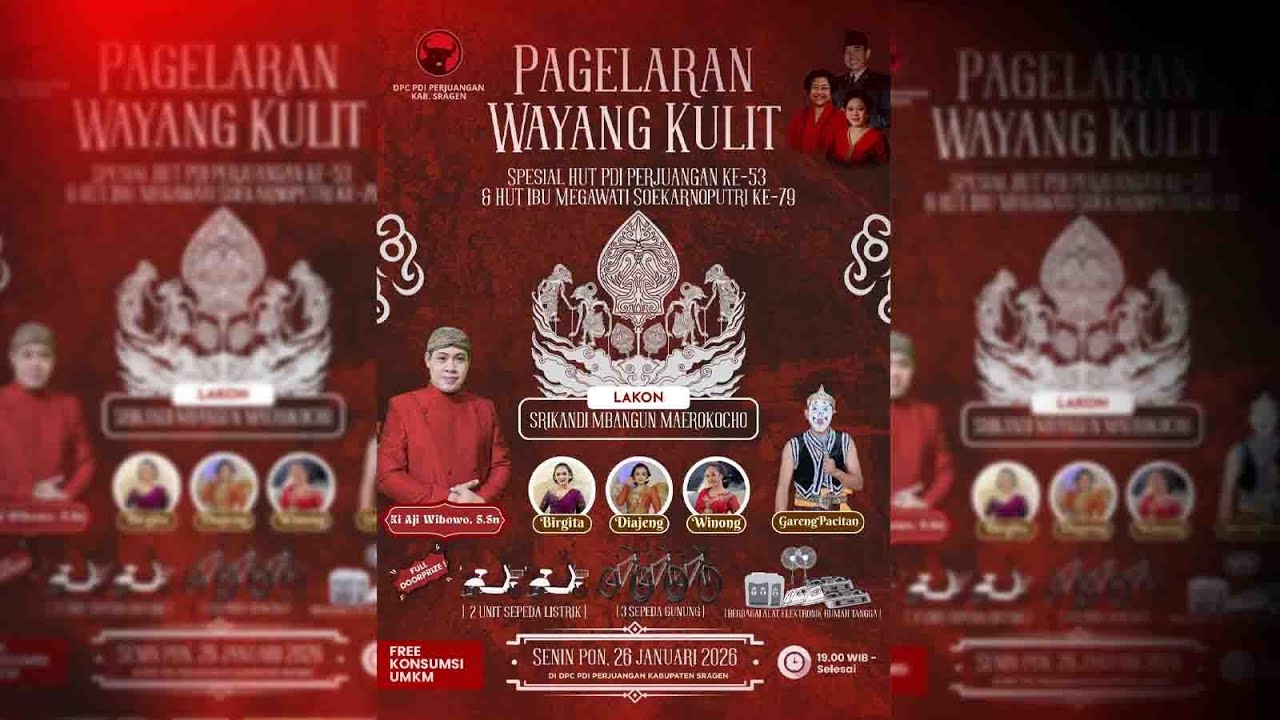 🔴WAYANG KULIT  Ki Aji Wibowo S.SN   HUT PDI PERJUANGAN KE-53 & HUT IBU MEGAWATI SOEKARNOPUTRI KE-79