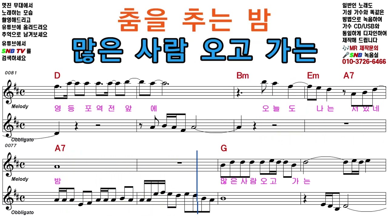 영등포의 밤 - 양지은 [Elf-919 / SNB TV] 악보영상
