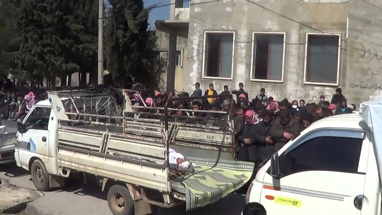 ادلب جبل الزاوية||الصلاة عل شهداء مجزرة قرصايا 28_2_2015