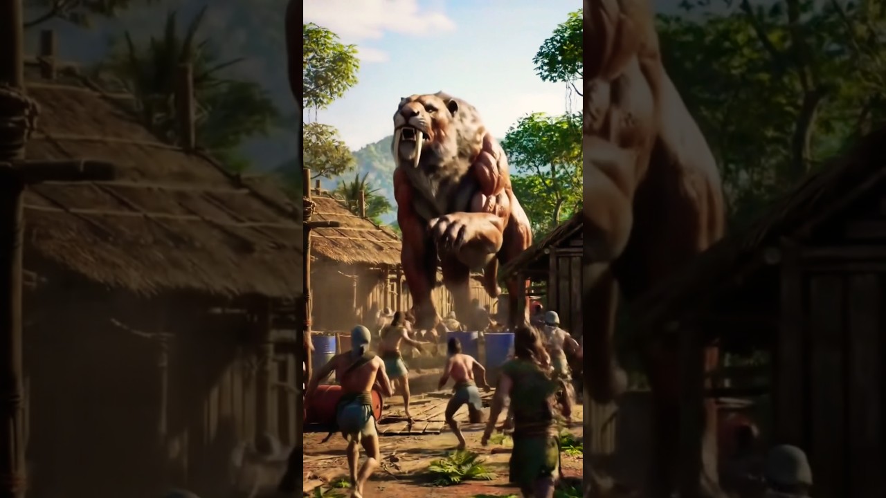 Giant Tiger saber toothed tiges attacked imagine