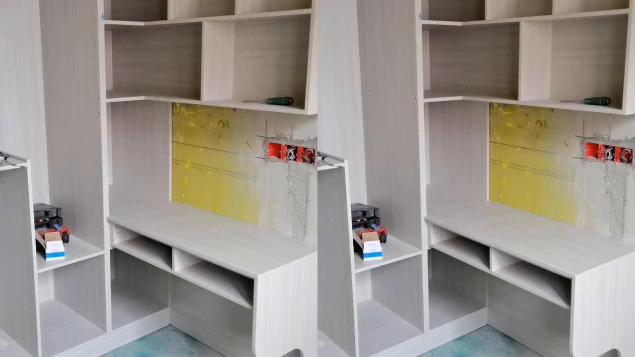 Today's shared is the on-site manufacturing process of an integrated wardrobe desk and bookshelf