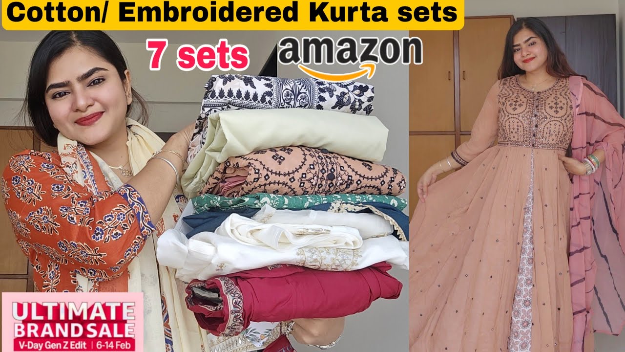 HUGE AMAZON Cotton Printed/ Embroidered Kurta sets | Amazon Ultimate Brand Sale | Latest Kurtis | 