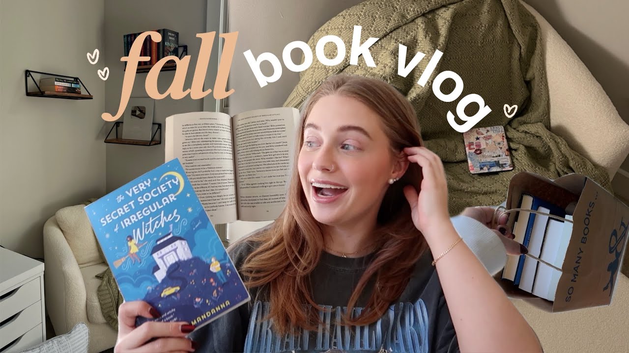 a FALL book vlog 📖🍂 mood reading my fall TBR, setting up my cozy reading corner, Barnes haul & more