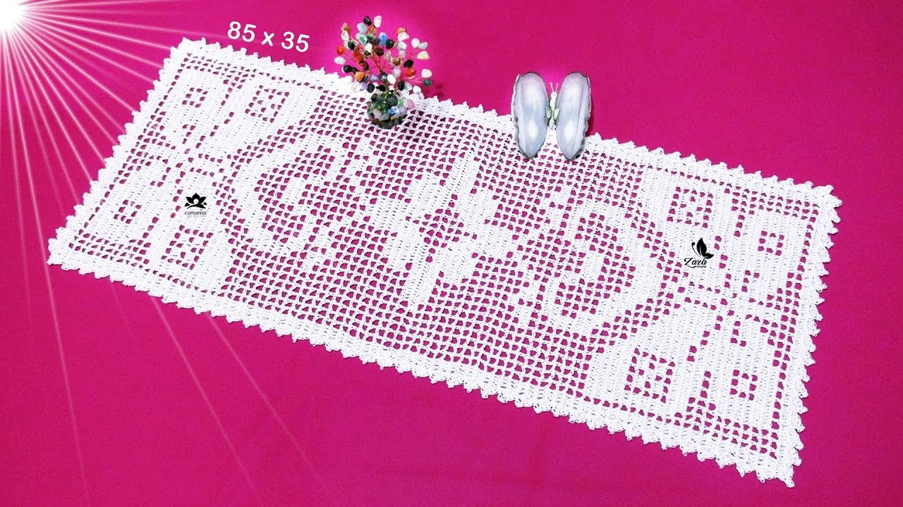 Caminho de Mesa em Crochê Filê Rose