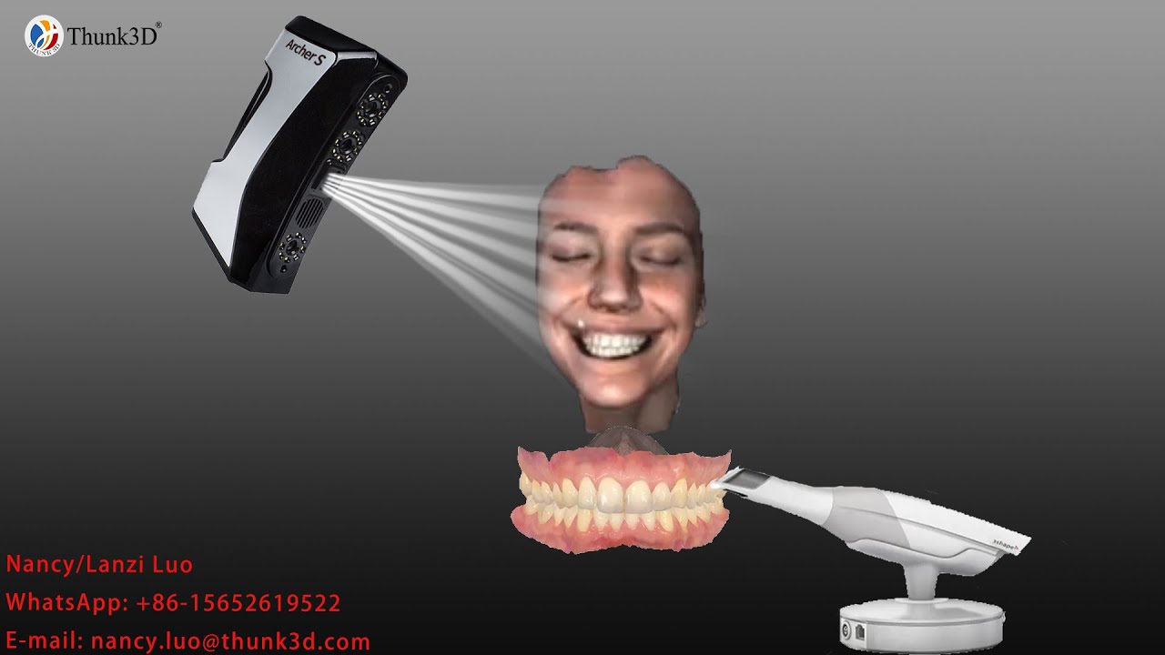 3Shape intraoral scanner with Thunk3D facial 3D scanner for face scan, DSD, maxillofacial