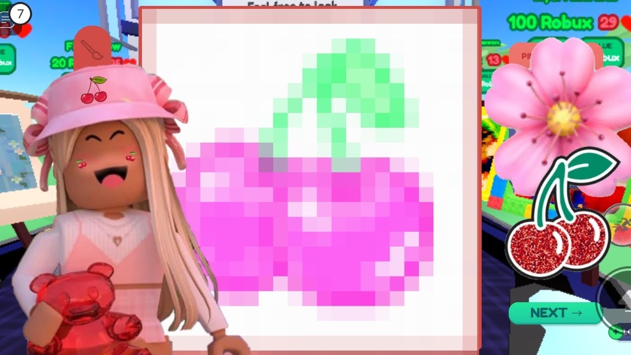 How to Draw Cherry on Starving Artist 🍒*Pixel Art Tutorial* #starvingartist #roblox #pixelart