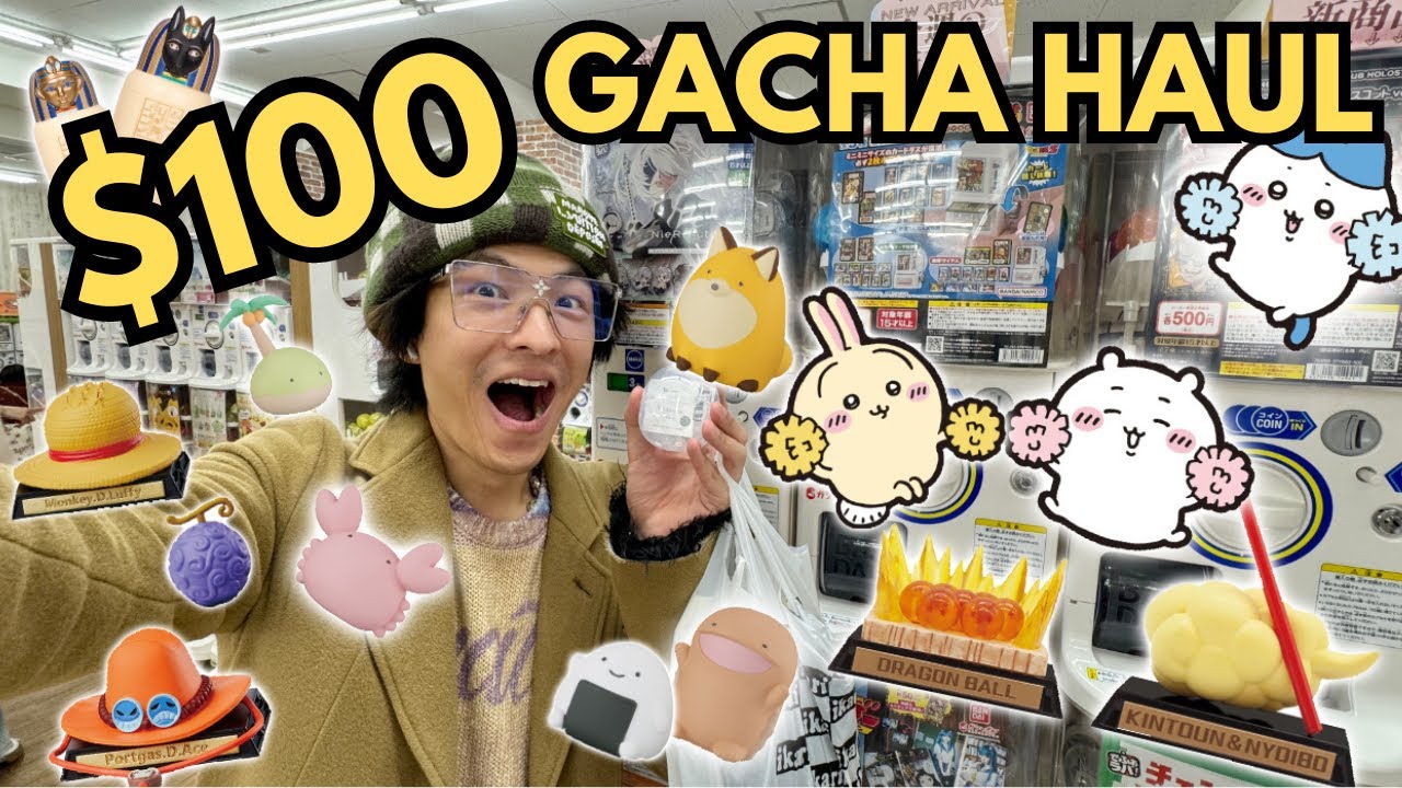 $100 GACHA HAUL in OSAKA | ONE PIECE | DRAGONBALL | CHIIKAWA | NIER AUTOMATA ETC ガシャガシャ ガシャポン ちいかわ