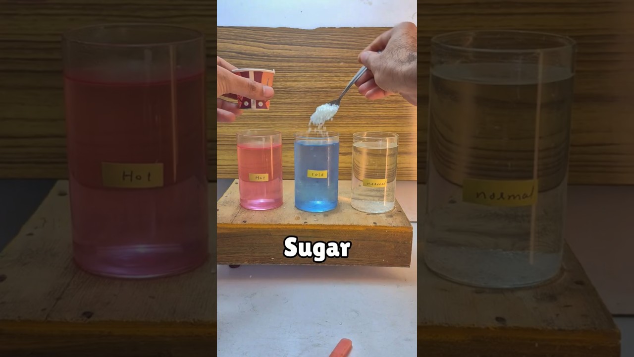 Sugar in Hot vs Cold Water  #experiment #sugar  #chemistry #diy