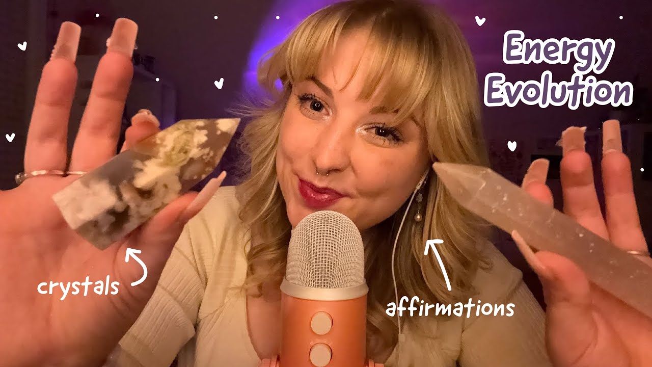 ASMR Positive Affirmations with Crystal Scratching + Tapping, Breathing, Energetic Thoughts 🔮✨🩷