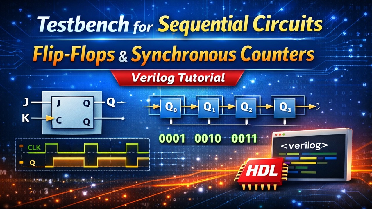 Testbench for Sequential Circuits | Flip-Flops & Synchronous Counters | Verilog Tutorial