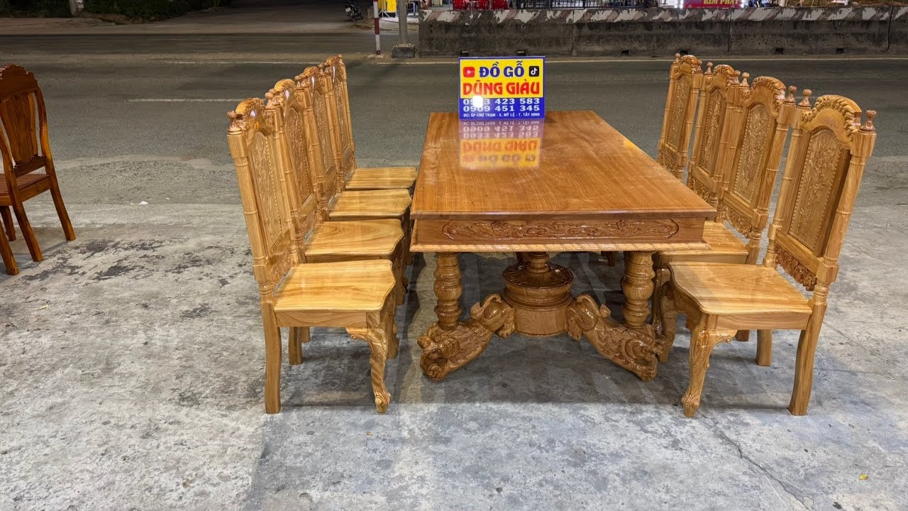 Báo giá bộ bàn dài sư tử gỗ gõ đỏ VIP-8-2-2026
