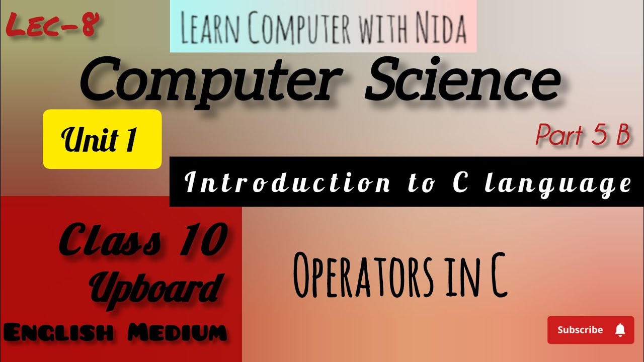 Class 10 Computer | Chapter 3 -Operators in C | UP Board 2025-2026 | English Medium 