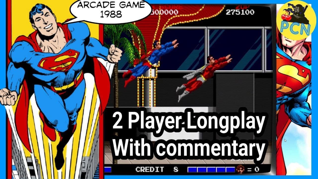 Superman Arcade Game 1988 - 2 Player LongPlay using RetroArch Netplay with commentary 60FPS