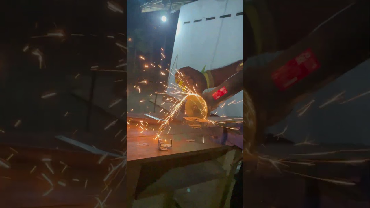Intense Sparks! ⚙️ Cutting Metal Box Bar with Angle Grinder 🔥 #Shorts
